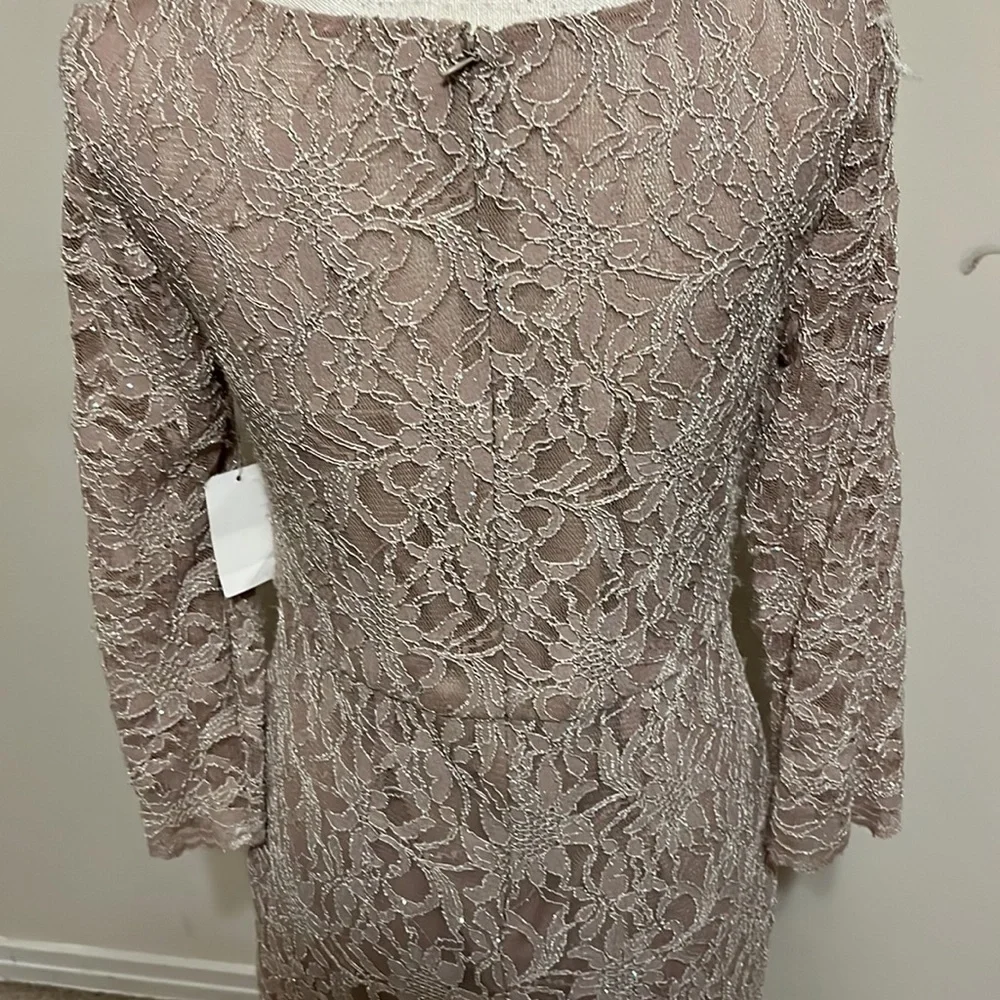 Jackie Jon beige lace cocktail dress . Sz 10